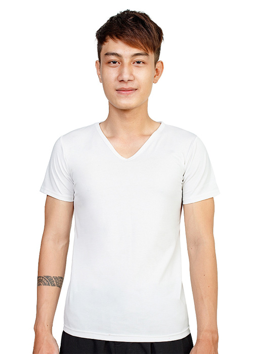 Áo thun trơn cổ tim 005
